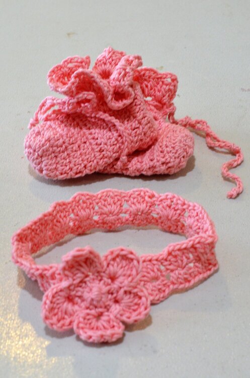 Headband and booties for new granddaughter to be