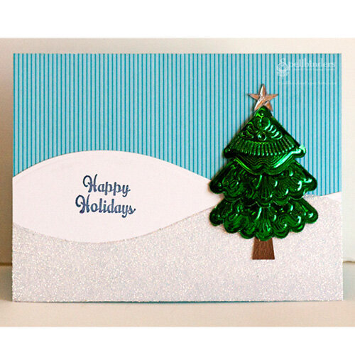 Gold Corners Happy Holidays Card by Angela Ploegman