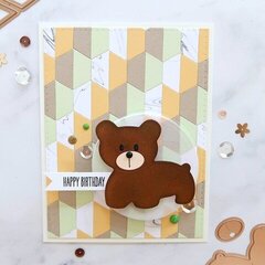Adorable Birthday Card Ft. Half Hex Quilt & Bear Scout by Laura Sterckx