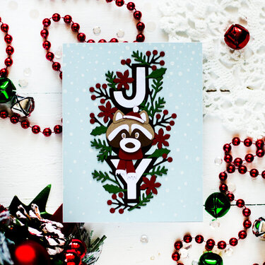 Christmas Racoon Card by Svitlana Shayevich