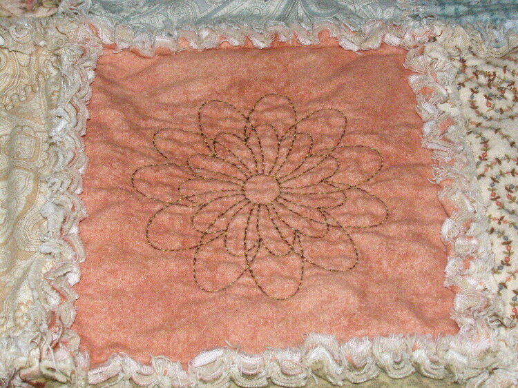 Rag quilt embroidered block