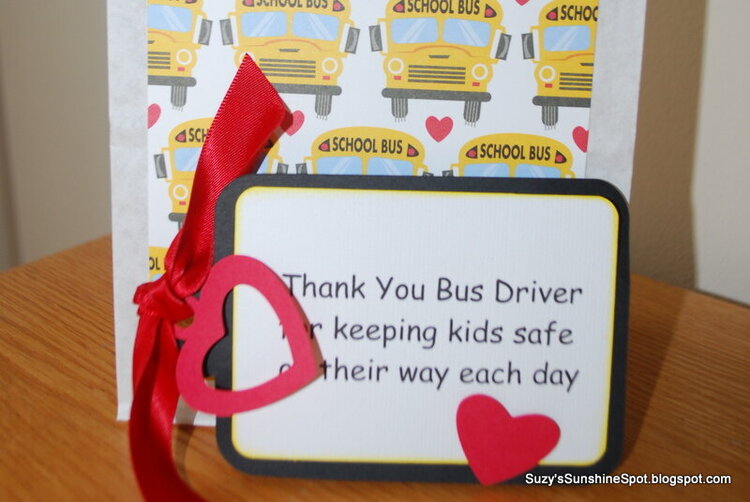 Front of the tag we made for the bus drivers