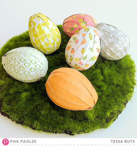 Patterned Paper Eggs - Pink Paislee