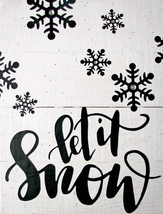 Let It Snow Wood Plank by Nicole Nowosad