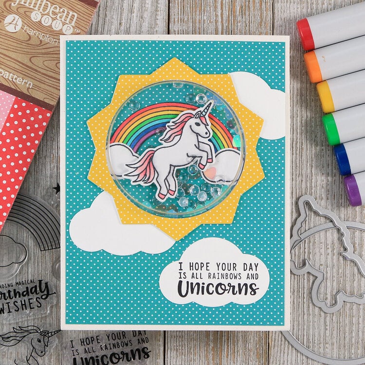 Rainbows and Unicorns Shaker Card *Jillibean Soup*