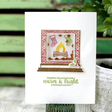 Merry &amp; Bright Fireplace Shaker Card *Jillibean Soup*