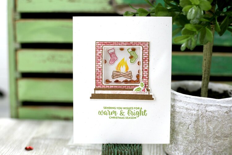 Merry &amp; Bright Fireplace Shaker Card *Jillibean Soup*