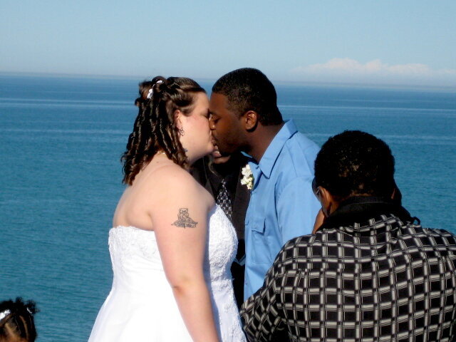 Our first kiss as a married couple!