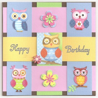 % Owls birthday card for Ciara