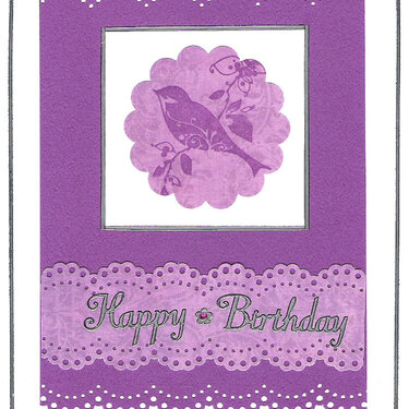 Purple bird lacy card
