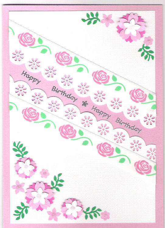 Rose ribbon birthday card