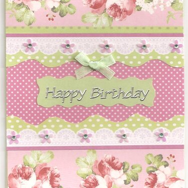 Roses and spots birthday card