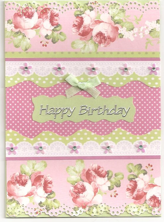 Roses and spots birthday card