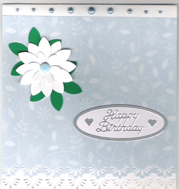 White flower birthday card