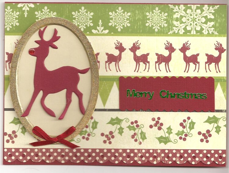 Reindeer and holly card