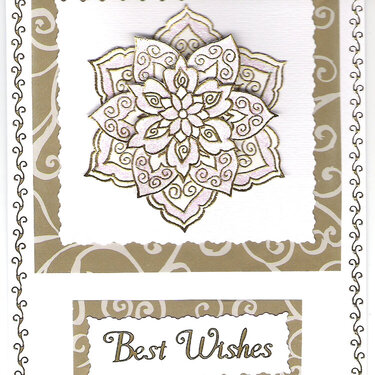 White &amp; gold medallion Christmas card