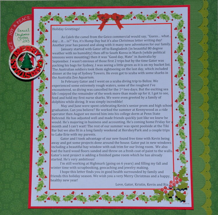 Christmas Letter 2013