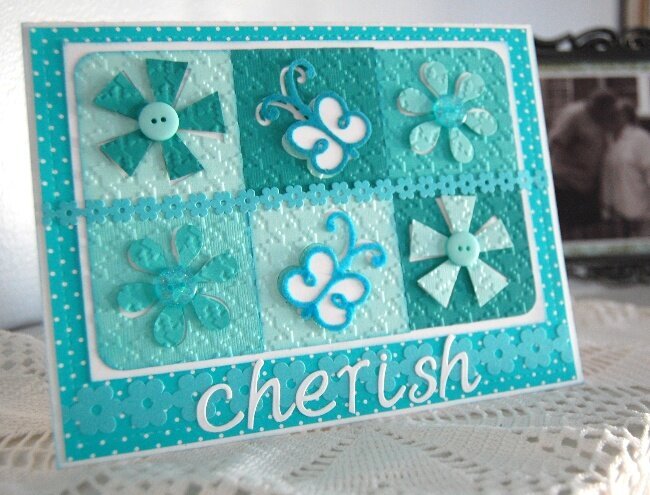 Cherish card (Bazzill Fourz and Cuttlebug)