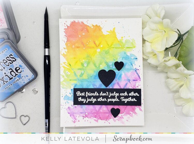 Best Friends Forever Watercolor Stencil with Distress Oxides
