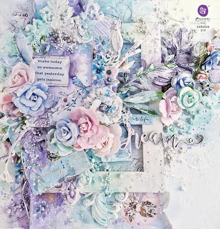 Watercolor Floral Collection Layout by Sharon Ziv