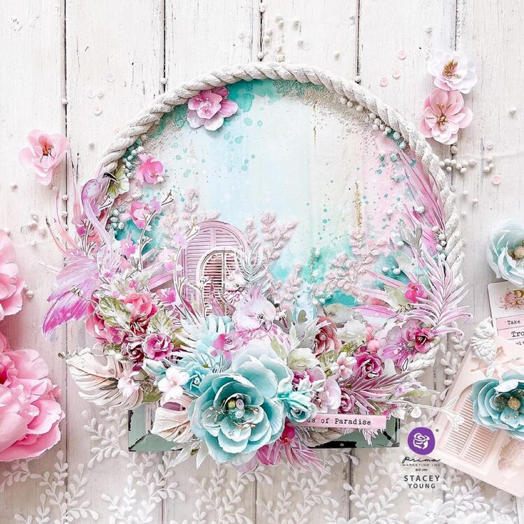 &#039;Postcards From Paradise&#039; Altered Hoop by Stacey Young 