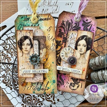 Raised Stencils on Tags by Kasia