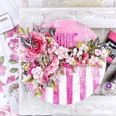 Pink round canvas -Inspiration by Lanette Erikson