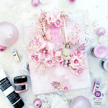 Pink mixed media canvas inspiration by Tanya Cloete