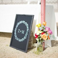 Wedding Initials Chalkboard with Iron Orchid Design Stamps
