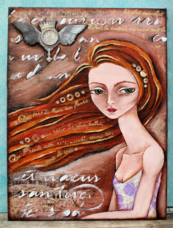 &quot;Time Flies&quot; Altered Canvas/ Painting