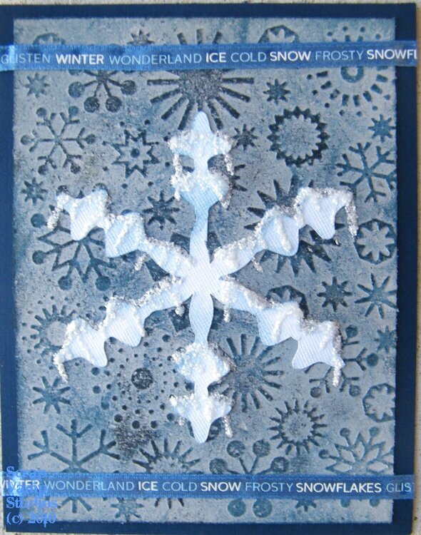 Blue Embossed Snowflakes Card