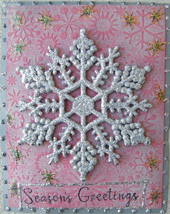 Pink Embossed Snowflakes Card