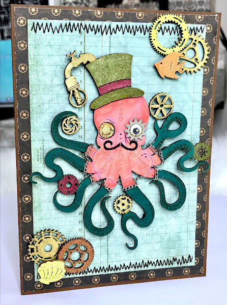 Blank Octopus Steampunk Card