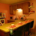 Wide view of kitchenette