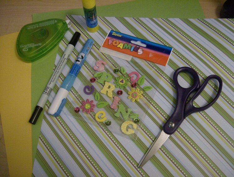 Supplies for Creating a Card for Spring