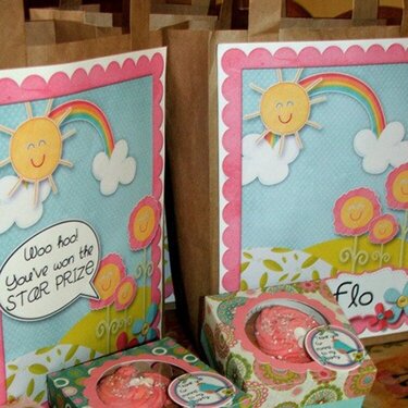 Party bags, cupcake boxes and invite