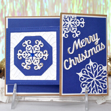 Merry Christmas Blue Snowflake Waterfall card