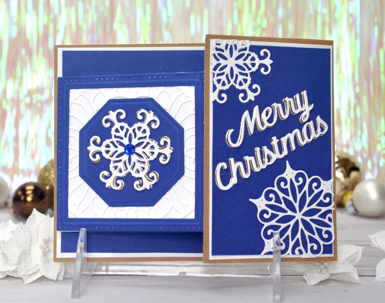 Merry Christmas Blue Snowflake Waterfall card