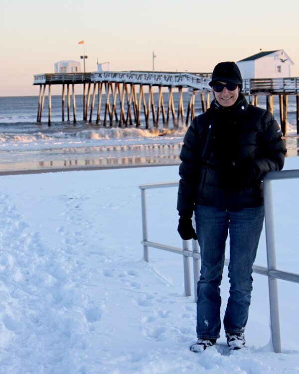 mom in ocean city after snow