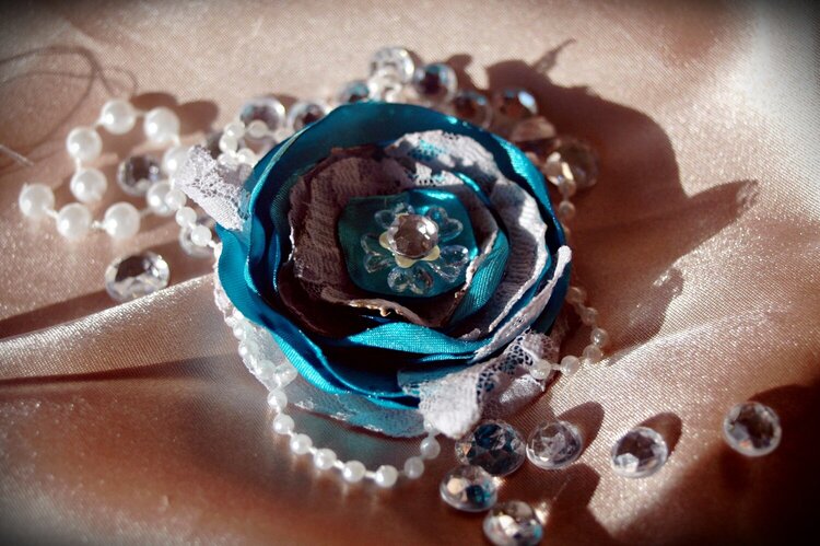 Satin and Lace Flower Hair Clip/Headband