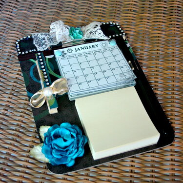 Turquoise Blue Altered Mini Clipboard