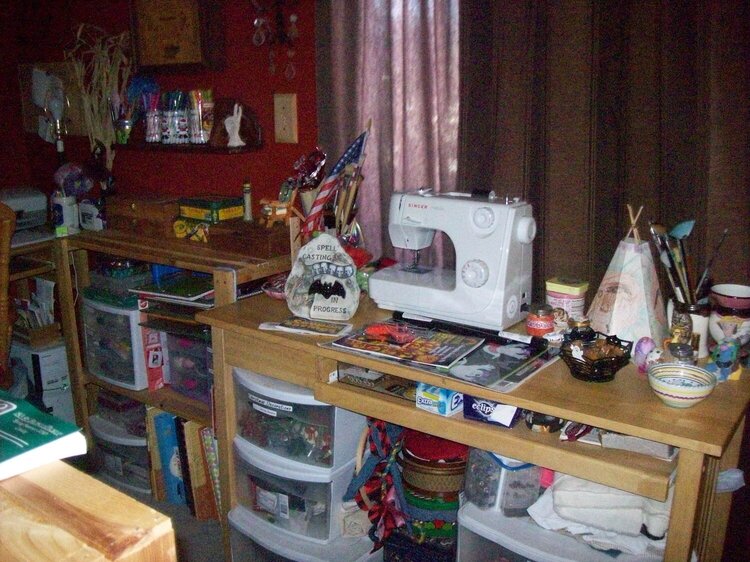 sewing area and Christmas craft collection