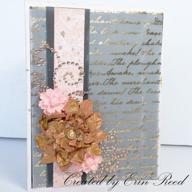 Elegant Pink and gold Card w/Flower and Process Video Tutorial