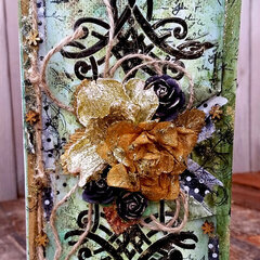 Green Mixed Media Card **Canvas Corp & Tattered Angels & Unique Laser Designs**