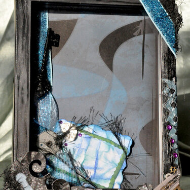 Grungy Black and Blue 4x6 Scrapbooked Steampunk Picture Frame