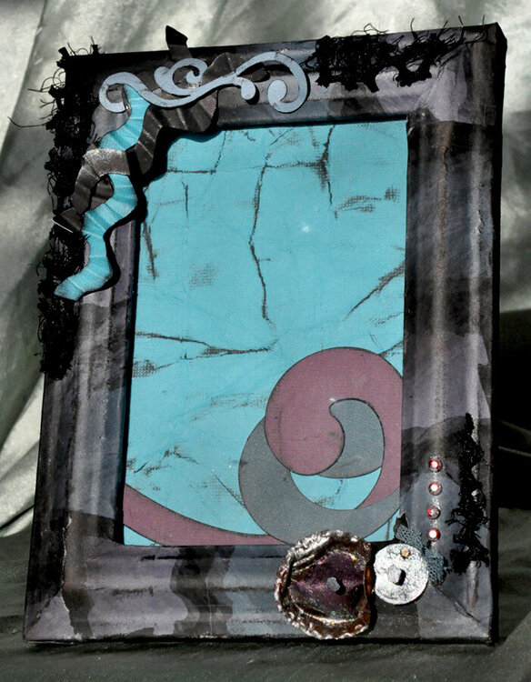 Grungy Blue and Black 4x6 Scrapbooked Picture Frame