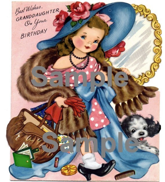 Vintage Dress-up Girl Card