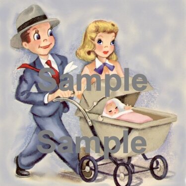 Vintage, Digital Proud Parents and Baby Buggy