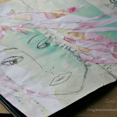 Pink hair - art journal page