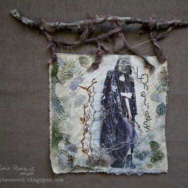 Loneliness banner - textile art